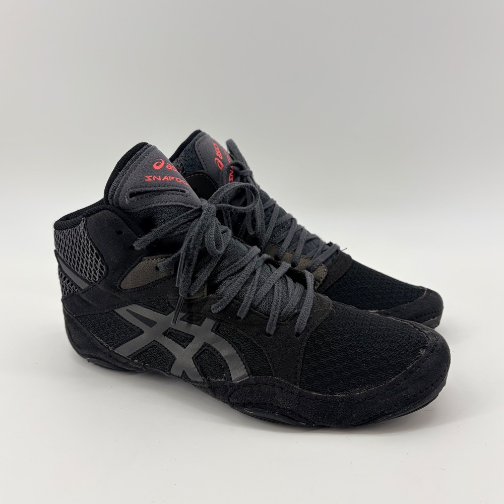ASICS Wrestling Snapdown Shoes Size‎ 8 Wide Black Grey Synthetic Mesh Mens